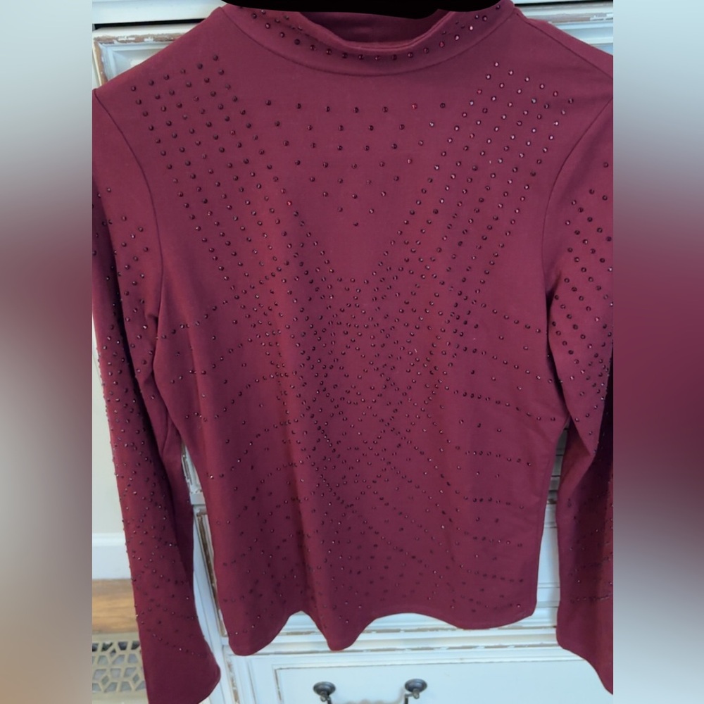Buckle Burgundy Studded Blouse